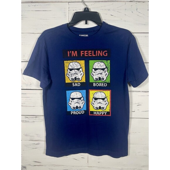 Star Wars Stormtrooper “I’m Feeling” Graphic T-Shirt Blue Youth Boys XL - Picture 1 of 4